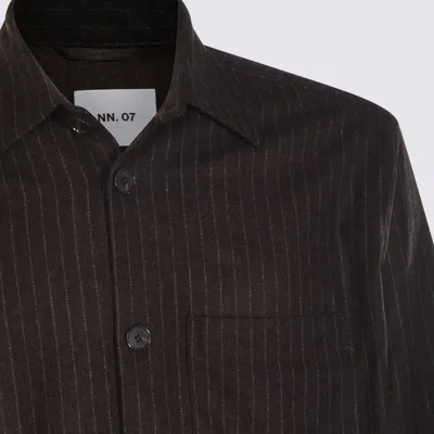 Nn07 Striped Shirt With Point Collar And Pocket In Black