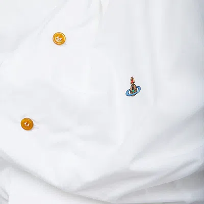 Vivienne Westwood Distorted Silhouette White Cotton Shirt With Asymmetrical Hem In White