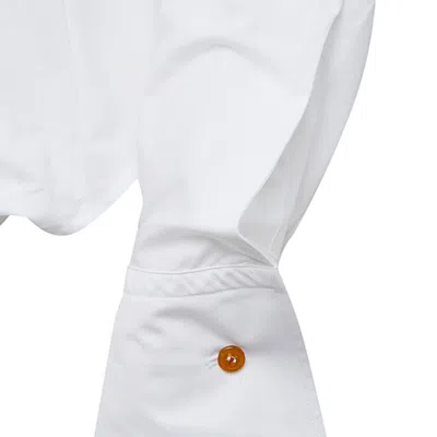 Vivienne Westwood Distorted Silhouette White Cotton Shirt With Asymmetrical Hem In White