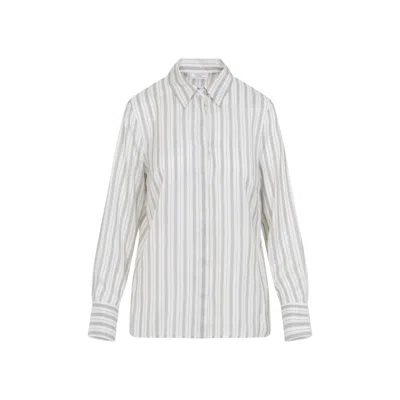 Peserico Striped Long Sleeve Shirt With Cuffed Sleeves In White