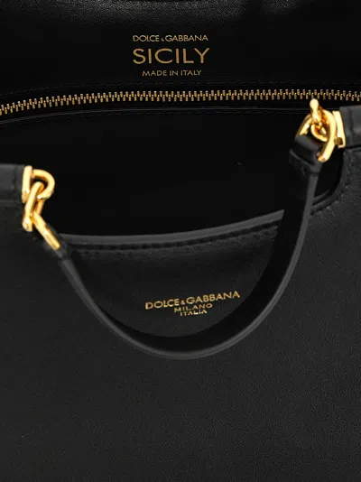 Dolce & Gabbana Small Sicily Logo Shopping Bag In Black