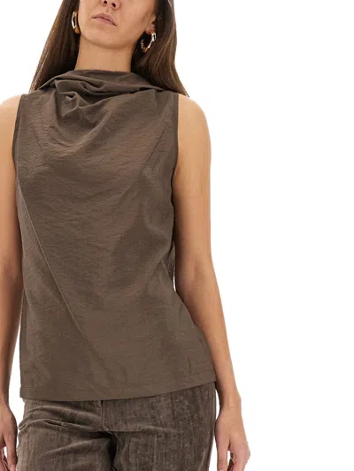 Alysi Pleated Detail Top In Black