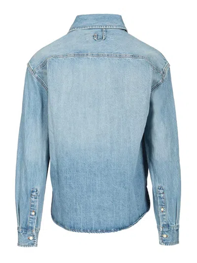Jacquemus La Chemise De-nimes Simon With Embroidered Logo Clothing In Blue