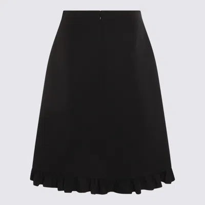 Valentino A-line Midi Skirt Ruffle Detail In Black