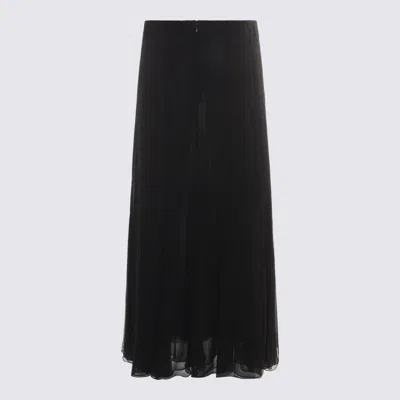Chloé Maxi Skirt With Sheer Overlay And Flowy Design In Black