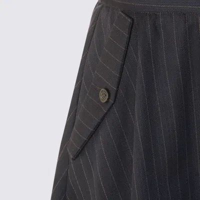 Golden Goose Pinstripe Button-detailing Midi A-line Skirt In Black