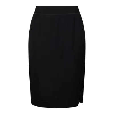 Maison Margiela High-waisted Satin Midi Skirt Slit Detail In Black