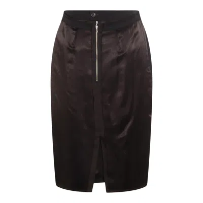 Maison Margiela High-waisted Satin Midi Skirt Slit Detail In Black