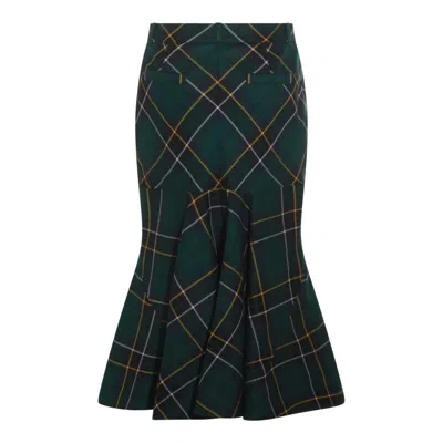 Alexander Mcqueen Alexander Mc Queen Flared Skirt In Wool Tartan In Green