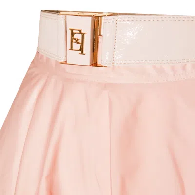 Elisabetta Franchi Midi Skirt With Belted Waist And Pleats In Pink
