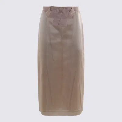 Valentino Midi Skirt With Back Slit And Bow In Brown