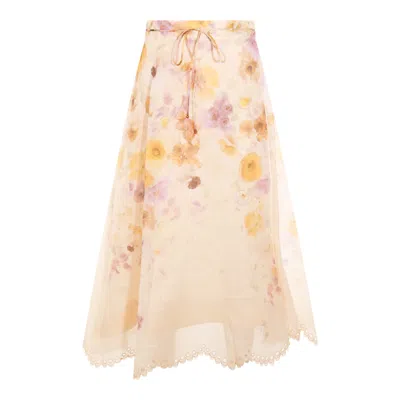 Zimmermann Printed Linen Blend Memento Skirt In Neutral