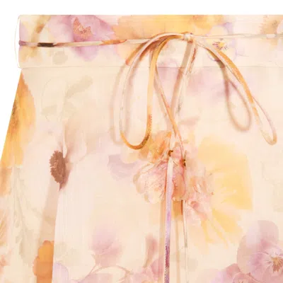 Zimmermann Printed Linen Blend Memento Skirt In Neutral