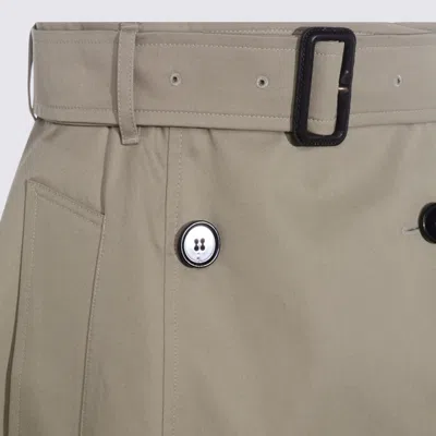 Burberry A-line Cotton Skirt With Belt And Pocket In Neutral