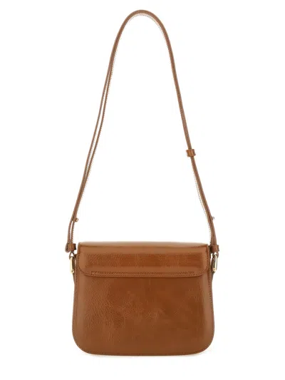 Apc Grance Brown Small Crossbody Bag Wirh Embossed Logo Lettering On The Front And Adjustable Shoulder S In Brown