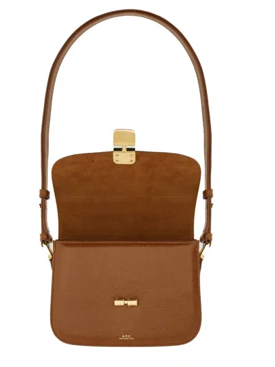 Apc Grance Brown Small Crossbody Bag Wirh Embossed Logo Lettering On The Front And Adjustable Shoulder S In Brown