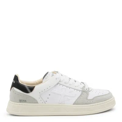 Premiata White Calf Leather Bos Taurus Low Top Sneakers In White