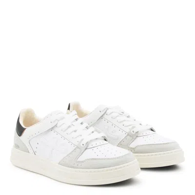 Premiata White Calf Leather Bos Taurus Low Top Sneakers In White