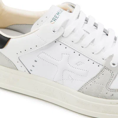 Premiata White Calf Leather Bos Taurus Low Top Sneakers In White