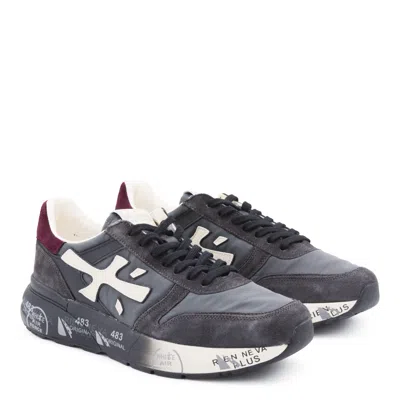 Premiata Casual Low Top Sneakers With Suede Accents In Gray