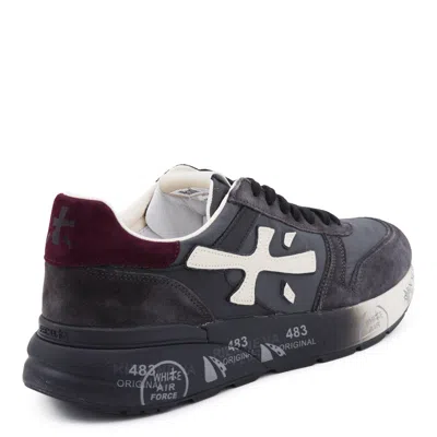 Premiata Casual Low Top Sneakers With Suede Accents In Gray