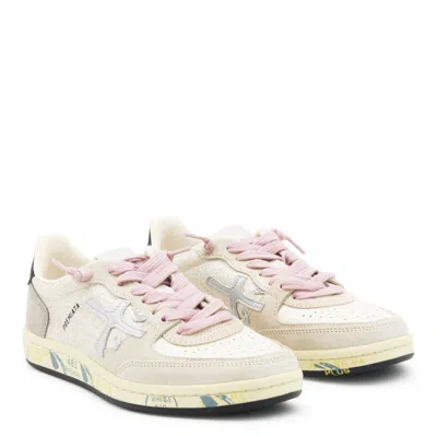 Premiata Sparkling Low Top Sneakers With Contrast Sole In White