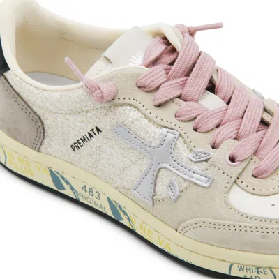 Premiata Sparkling Low Top Sneakers With Contrast Sole In White