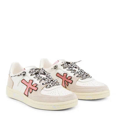 Premiata Contemporary Low Top Sneakers With Unique Features In White