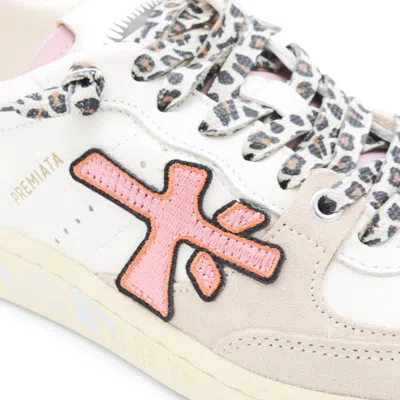 Premiata Contemporary Low Top Sneakers With Unique Features In White