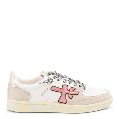 Premiata Contemporary Low Top Sneakers With Unique Features In White