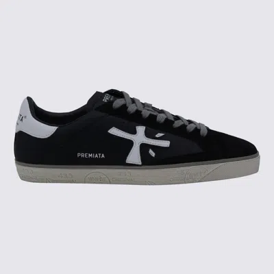 Premiata Black Leather Steven Sneakers In Animal Print