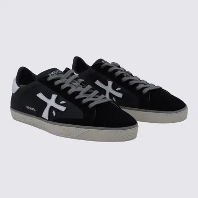 Premiata Black Leather Steven Sneakers In Animal Print