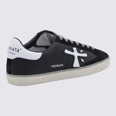 Premiata Black Leather Steven Sneakers In Animal Print