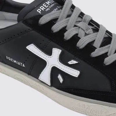 Premiata Black Leather Steven Sneakers In Animal Print