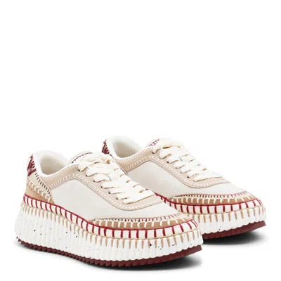 Chloé Nama Low-top Suede Sneakers With Leather Inserts In Multi
