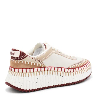 Chloé Nama Low-top Suede Sneakers With Leather Inserts In Multi