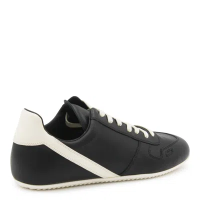 Rick Owens Black Low-top Sneakers With Contrasting Details In Leather Man In Black