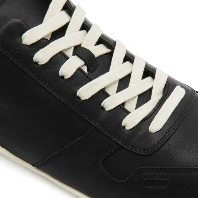 Rick Owens Black Low-top Sneakers With Contrasting Details In Leather Man In Black