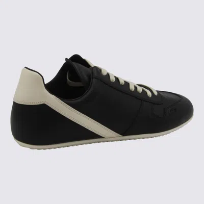 Rick Owens Black Low-top Sneakers With Contrasting Details In Leather Man In Black