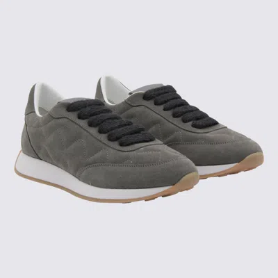 Fabiana Filippi Suede Sneakers With Rubber Sole And Stitching In Multi