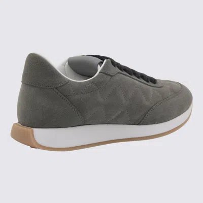 Fabiana Filippi Suede Sneakers With Rubber Sole And Stitching In Multi