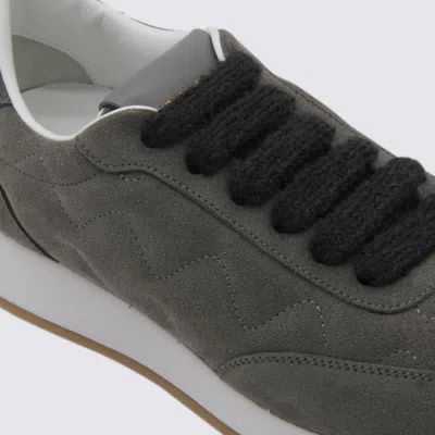 Fabiana Filippi Suede Sneakers With Rubber Sole And Stitching In Multi