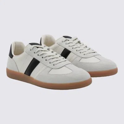 Tom Ford Archer White Low Top Sneakers With Logo Lettering On Tongue And Heel And Contrasting Heel In Leather In White