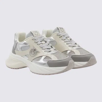 Pinko Beige And Silver Sneakers In Multi