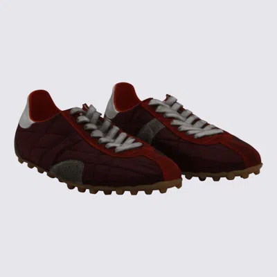 Maison Margiela Quilted Low Top Sneakers With Contrast Heel In Brown
