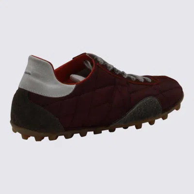 Maison Margiela Quilted Low Top Sneakers With Contrast Heel In Brown