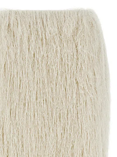 Dries Van Noten Fringe Textured Finish Skirt In White