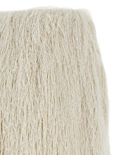 Dries Van Noten Fringe Textured Finish Skirt In White