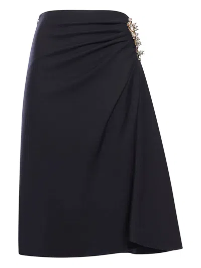Dries Van Noten Women Sovora Emb 2193 W.w. Skirt Navy In Blue