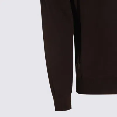 Zanone Long Sleeve Crew Neck Knit Sweater In Brown